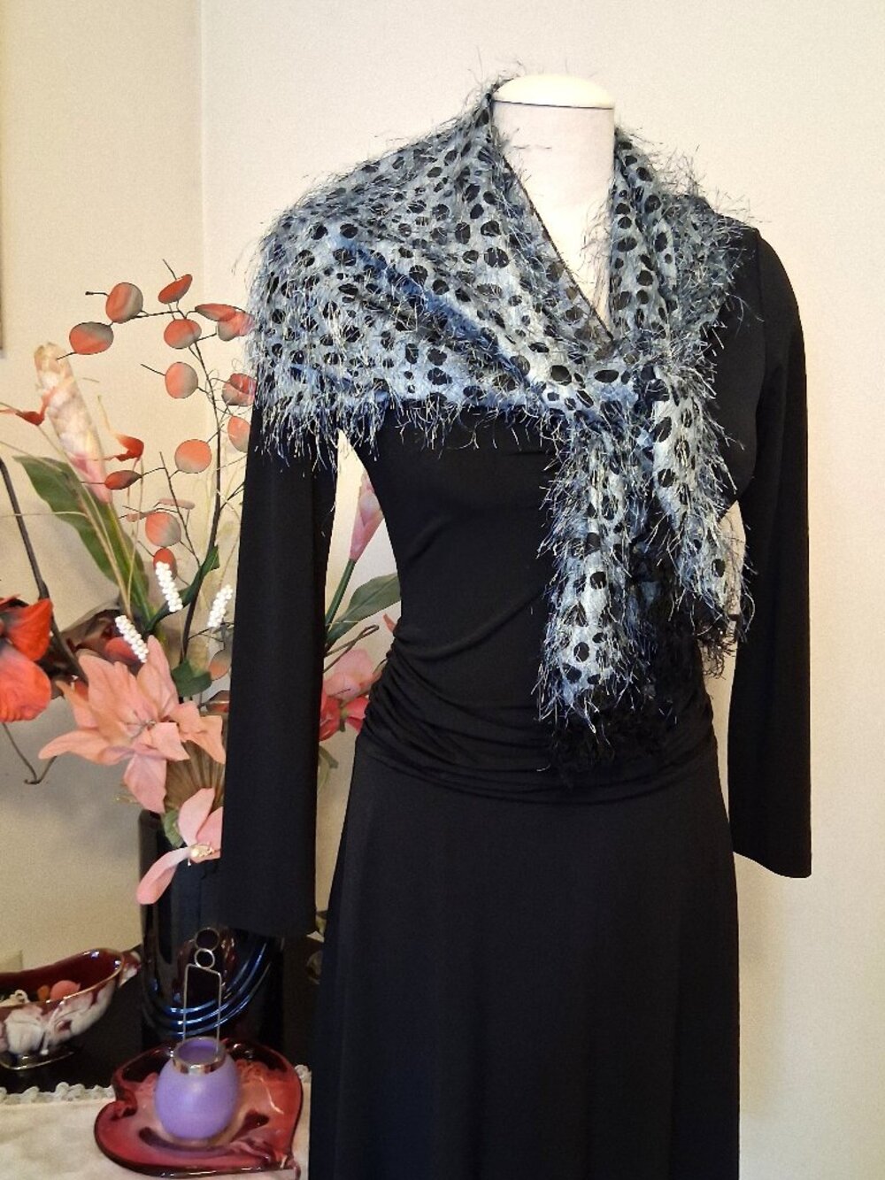 NWOT Vintage Lightweight Polka Dot Long Scarf Wrap Spring Fall Winter Scarves